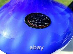 MURANO Blue Yellow Crest Diamond Optic Pitcher Vase 10.5H MINT