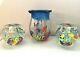 MURANO Sommerso Aquarium Fish Art Glass VASE Blue & Under the Sea CANDLE HOLDERS