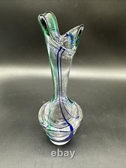 Maastricht Max Verboeket Art Glass Vase Signed & Number 024 Swirled 60's 8 1/2