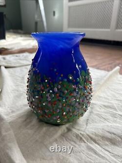 Mad Art Glass Vase Happy Vibrant Confetti Colorful Design Textural Blue Green