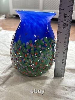 Mad Art Glass Vase Happy Vibrant Confetti Colorful Design Textural Blue Green