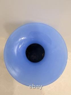 Mad Art Studios Signed Hand Blown Art Glass Vase Blue Yellow Floral Millefiori