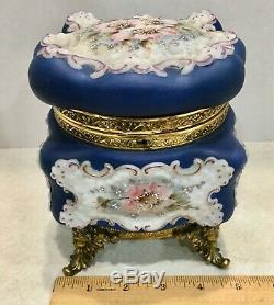 Magnificent UM Wave Crest Ornate Lidded Box- Original Blue Lining- Great Color