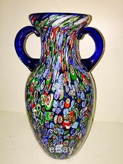 Magnum MCM Murano Art Glass Millefiori Vase 13.5 T 6.10 Lbs