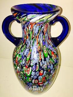 Magnum MCM Murano Art Glass Millefiori Vase 13.5 T 6.10 Lbs