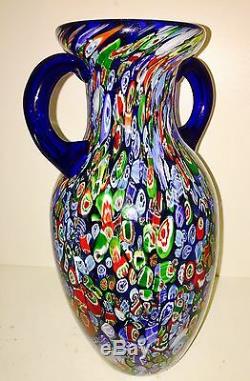 Magnum MCM Murano Art Glass Millefiori Vase 13.5 T 6.10 Lbs