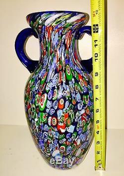 Magnum MCM Murano Art Glass Millefiori Vase 13.5 T 6.10 Lbs