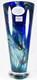 Makora Krosno Poland Hand Blown Cobalt Blue Swirls Tapered Art Glass Vase 12.75