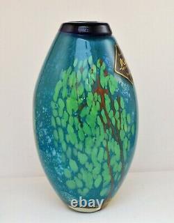 Mario Hand Blown Art Glass Studio Vase Large Blue Green Heavy
