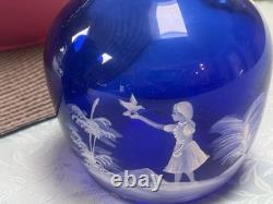 Mary Gregory Cobalt Blue Glass Antique, Victorian, Lot of 3 Pieces