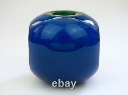 Mdina Early blue glass facet cut Inside Out vase Malta Michael Harris 70s