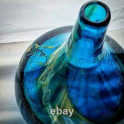 Mdina Glass Vase Signed 1980 Michael Harris Onion Shaped Azure Colour