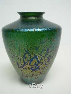 Michael Harris Stevens Williams Royal Brierley Purple Blue Iridescent 7.75 Vase