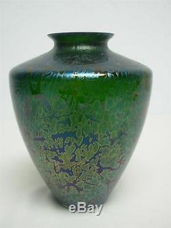 Michael Harris Stevens Williams Royal Brierley Purple Blue Iridescent 7.75 Vase