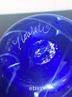Michael Nourot Cobalt Blue Art Glass Vase Handblown Original Art Work Vintage