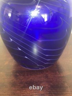 Michael Nourot Cobalt Blue Art Glass Vase Handblown Original Art Work Vintage