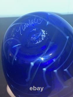 Michael Nourot Cobalt Blue Art Glass Vase Handblown Original Art Work Vintage