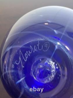 Michael Nourot Cobalt Blue Art Glass Vase Handblown Original Art Work Vintage