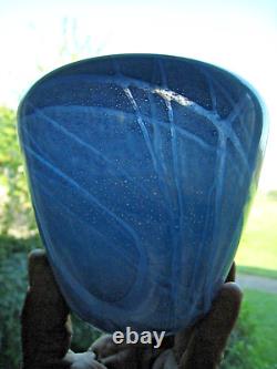 Michael Nourot Studio Glass. 4 1/2 Blue Swirl Vase. Signed & Beautiful. Nice