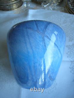 Michael Nourot Studio Glass. 4 1/2 Blue Swirl Vase. Signed & Beautiful. Nice