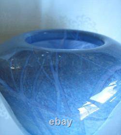 Michael Nourot Studio Glass. 4 1/2 Blue Swirl Vase. Signed & Beautiful. Nice