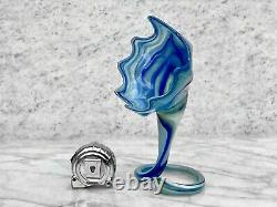 Mid-Century Art Glass Blue Slag Vase Sculpture by Sooner