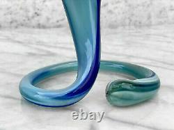 Mid-Century Art Glass Blue Slag Vase Sculpture by Sooner