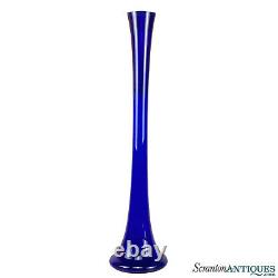 Mid-Century Atomic Blue Blown Art Glass Floor Vase