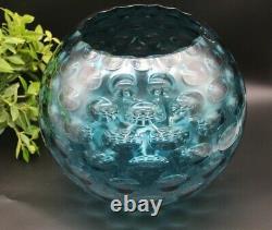 Mid Century Bohemian Borske Sklo Czech Art Glass Optic Olive Vase in Blue