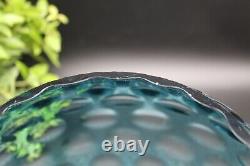 Mid Century Bohemian Borske Sklo Czech Art Glass Optic Olive Vase in Blue