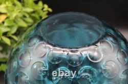 Mid Century Bohemian Borske Sklo Czech Art Glass Optic Olive Vase in Blue