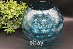 Mid Century Bohemian Borske Sklo Czech Art Glass Optic Olive Vase in Blue