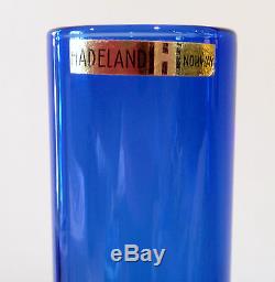 Mid-Century Danish Modern Hadeland Glass Blue Bubble Vase by Willy Johansson