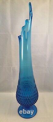 Mid-Century FENTON Colonial Blue Hobnail Swung Glass Vase 21 Excellent