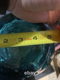 Mid Century Glass Floor Vase 39 Tall X 33 Wide Peacock Teal Greenish Blue