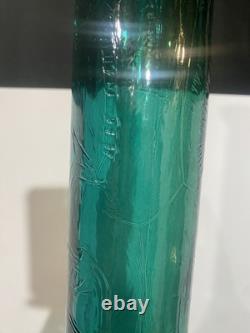 Mid Century Glass Floor Vase 39 Tall X 33 Wide Peacock Teal Greenish Blue