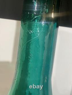 Mid Century Glass Floor Vase 39 Tall X 33 Wide Peacock Teal Greenish Blue
