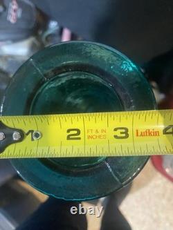 Mid Century Glass Floor Vase 39 Tall X 33 Wide Peacock Teal Greenish Blue