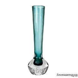 Mid-Century Italian Murano Sommerso Turquoise Blue Blown Glass Vase