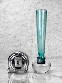 Mid-Century Italian Murano Sommerso Turquoise Blue Blown Glass Vase