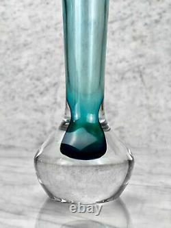 Mid-Century Italian Murano Sommerso Turquoise Blue Blown Glass Vase