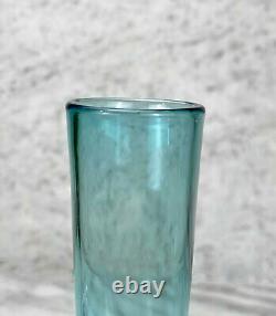 Mid-Century Italian Murano Sommerso Turquoise Blue Blown Glass Vase