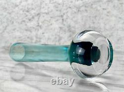 Mid-Century Italian Murano Sommerso Turquoise Blue Blown Glass Vase