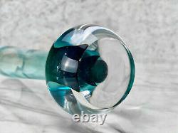 Mid-Century Italian Murano Sommerso Turquoise Blue Blown Glass Vase