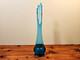 Mid Century L. E. Smith Peacock Blue Swung Stretch 3 Toed Foot Glass Vase 16