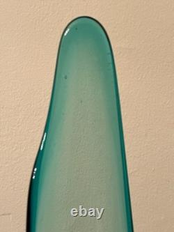 Mid Century MCM Vintage LE Smith Smooth Swung Glass Floor Vase Blue 28 inches