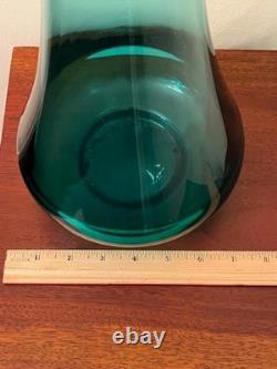 Mid Century MCM Vintage LE Smith Smooth Swung Glass Floor Vase Blue 28 inches