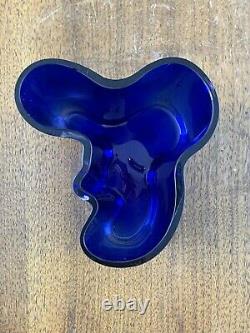 Mid Century Modern 1991 Iittala Alvar Aalto Malja Collection Savoy Blue Vase