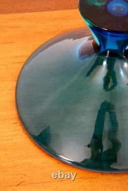 Mid Century Modern Art Glass Vase Bowl Blue Sommerso Round Heavy Murano 2 Tone
