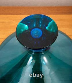 Mid Century Modern Art Glass Vase Bowl Blue Sommerso Round Heavy Murano 2 Tone